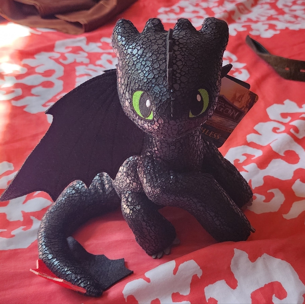 Dreamworks Black Dragon Plush with Green Eyes